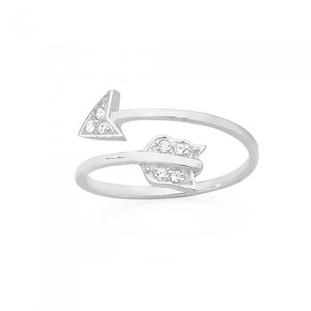 Silver CZ Pave Arrow Open Ring