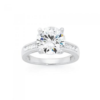 Silver CZ Solitaire Dress Ring