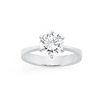 Silver CZ Solitaire Promise Me Ring
