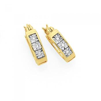 9ct Gold Diamond Miracle Set Hoop Earrings