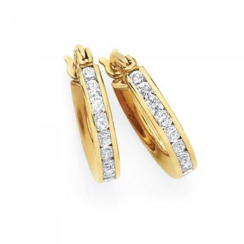 9ct Gold Small CZ Hoops