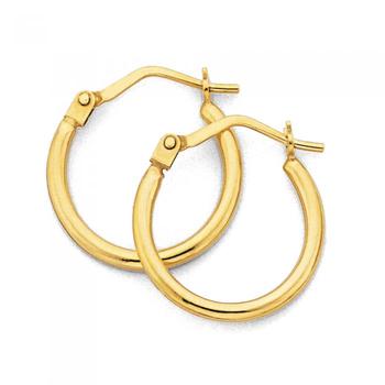 9ct Gold 12mm Polished Hoop Earrings