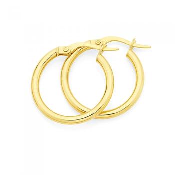 9ct Gold 2x15mm Polished Hoop Earrings
