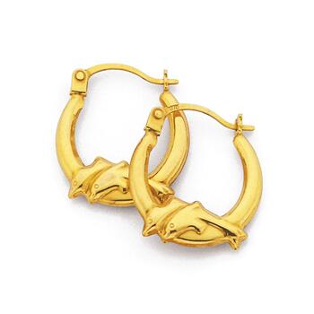 9ct Dolphin Creole Earrings