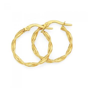 9ct Gold 15mm Hoop Earrings