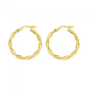 9ct Gold 20mm Twist Hoop Earrings