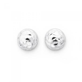 9ct White Gold 6mm Dome Stud Earrings