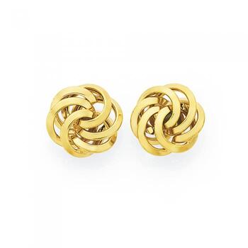 9ct Gold Swirl Knot Stud Earrings