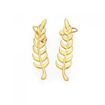 9ct Gold Leaf Stud Curve Earrings