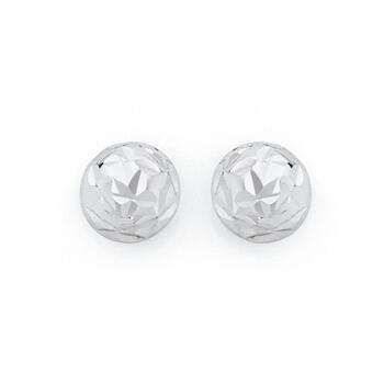 9ct White Gold 4mm Dome Stud Earrings