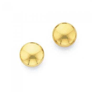 9ct Gold 6mm Flat Ball Stud Earrings