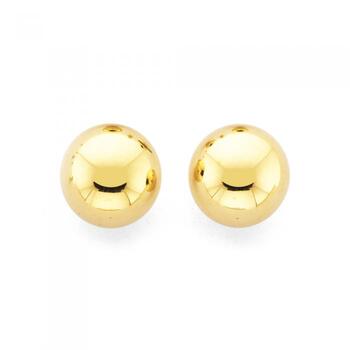 9ct Gold 8mm Polished Ball Stud Earrings