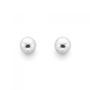 9ct White Gold 3mm Polished Ball Stud Earrings