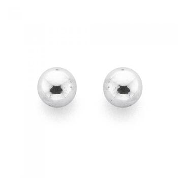 9ct White Gold 4mm Polished Ball Stud Earrings