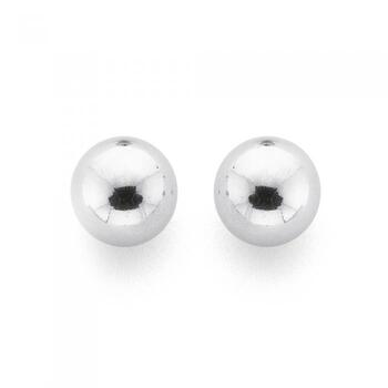 9ct White Gold 6mm Polished Ball Stud Earrings
