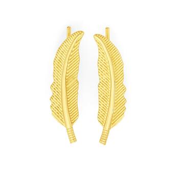 9ct Gold Leaf Ear Curve Earrings