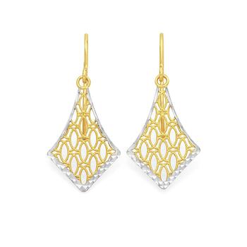 9ct Gold Two Tone Diamond-Cut Mesh Drop Earrings