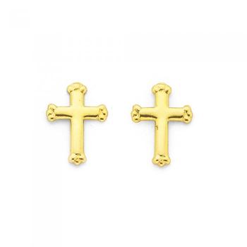 9ct Gold Cross Stud Earrings