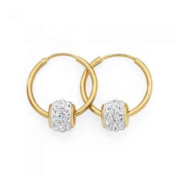 9ct Gold Crystal Ball Hoops