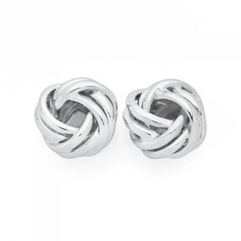 Silver Large Knot Stud Earrings