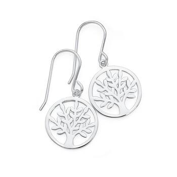 Silver Open Tree Of Life Hook Earrings