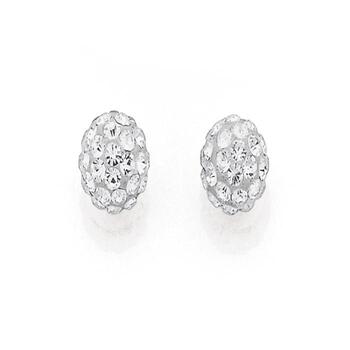 Silver 6mm Crystal Ball Stud Earrings