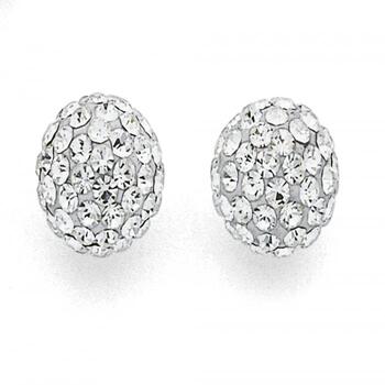 Silver 8mm Crystal Ball Stud Earrings