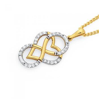 9ct Gold CZ Infinity Heart Pendant