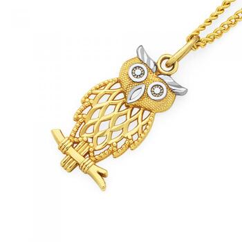 9ct Gold Two Tone Owl Charm