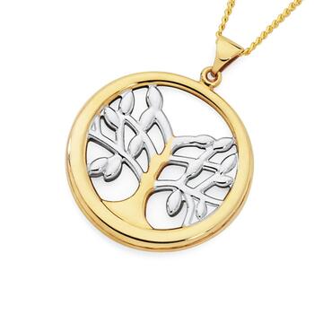9ct Gold Two Tone Tree Of Life Pendant