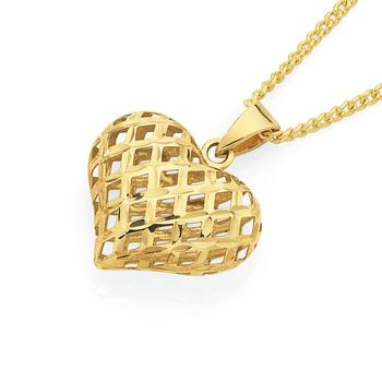 9ct Gold Mesh Heart Pendant