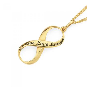 9ct Gold 'Live, Love, Laugh' Infinity Pendant