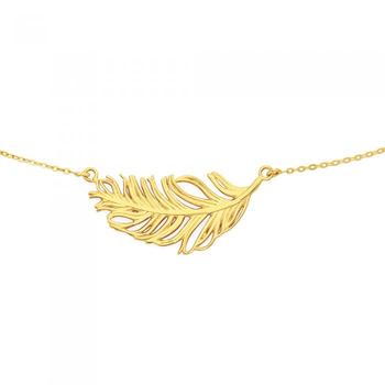 9ct Gold Feather Necklace