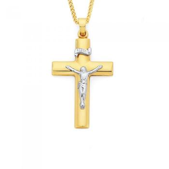 9ct Gold Two Tone Wide Crucifix 'Inri' Pendant