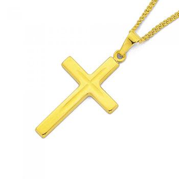 9ct Gold Diamond-cut Cross Pendant