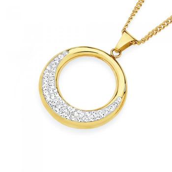 9ct Gold Crystal Circle Pendant