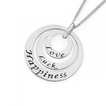 Silver Love Luck & Happiness Circles Pendant