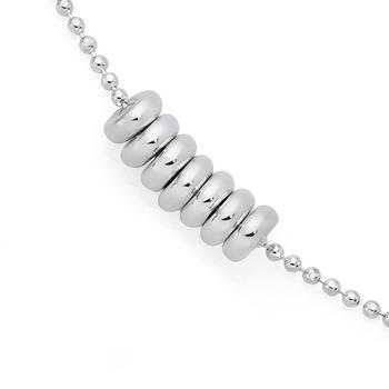 Silver 42cm Seven Lucky Rings With Diamond Cut Ball Chain