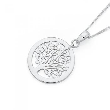 Silver Tree Of Life In Open Circle Pendant