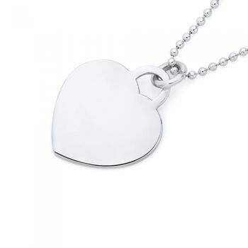 Silver Heart Disc With 70cm Ball Chain