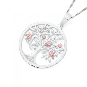 Silver Rose Plate Tree of Life Pendant