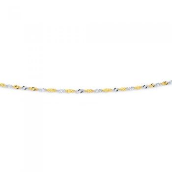 Solid 9ct Two Tone 45cm Singapore Chain