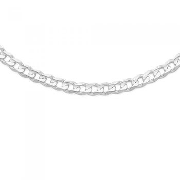 Sterling Silver Men's 55cm Diamond Cut Bevelled Curb Chain