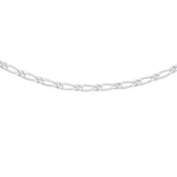 Silver 45cm Fine 1+1 Figaro Chain