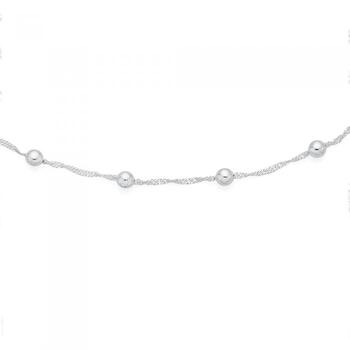 Silver 45cm Rope & Ball Necklace