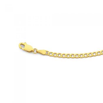Solid 9ct Gold 18.5cm Bevelled Curb Bracelet