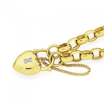9ct Gold 19cm Bel Diamond Padlock Bracelet