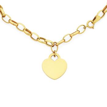 9ct Gold 19cm Belcher with Heart Disc