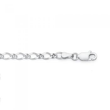 Silver 19cm Diamond Cut 1+1 Figaro Bracelet