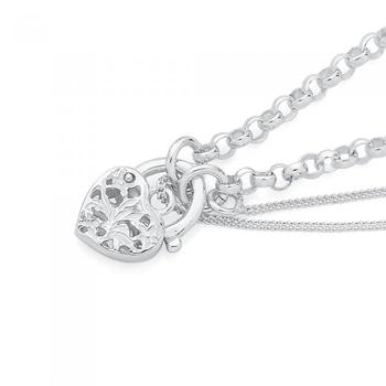 Silver 19cm Belcher Padlock Bracelet